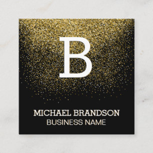 Serif Monogramm   Gold Confetti Quadratische Visitenkarte