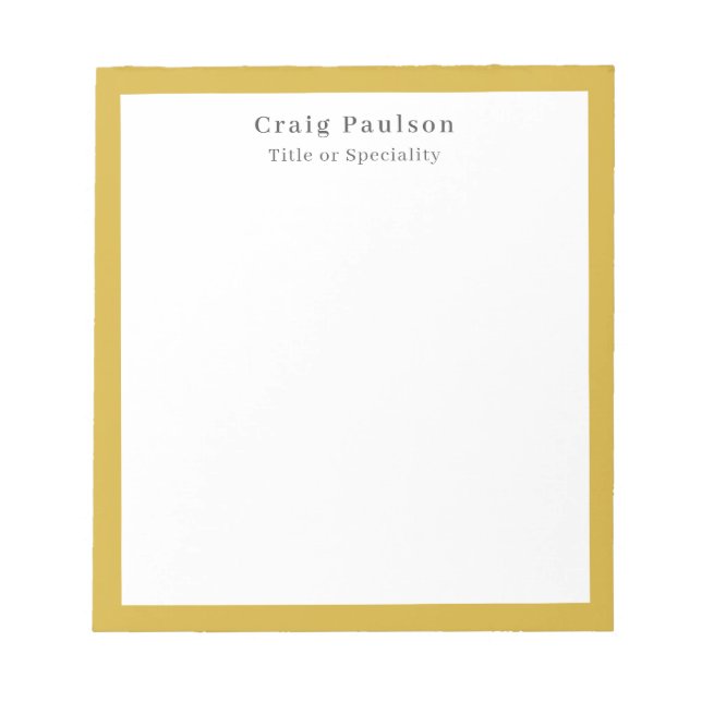 Serifenschrift einfach professionell schlicht Gold Notizblock (Vorderseite)