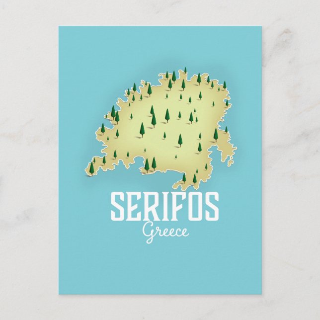 Serifos Griechisch Map Illustriertes Reiseplakat Postkarte (Vorderseite)