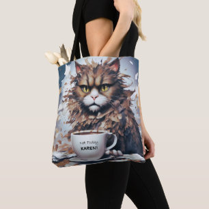 Seriöse Abstrakte Katze mit "Not Today"-Tasche
