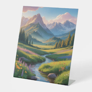 Seriöse Bergtal-Landschaftswandkunst Sockelschild