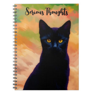 Seriöse Gedanken Cat Art Personal Journal Notizblock