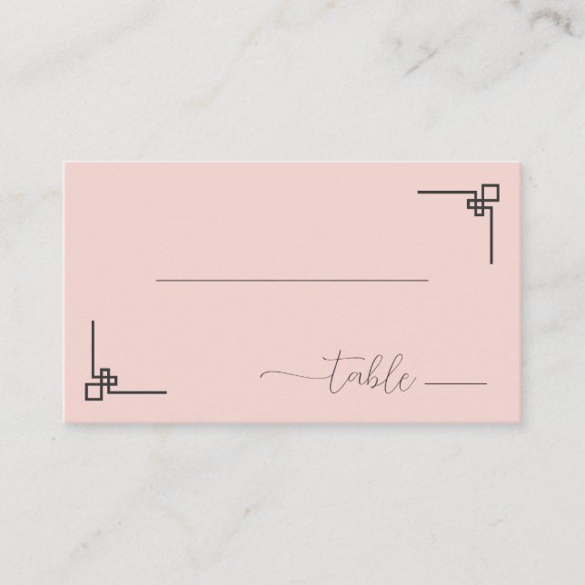 Seriöse minimalistische Tischillustration in Rosa Platzkarte (Vorderseite)