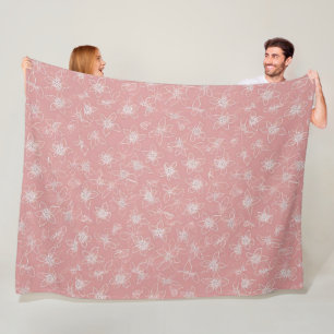 Seriöse Rosa Blumen-Decke  Fleecedecke