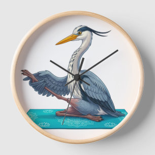 Seriöser Reiher in der Reiher-Pose Illustration Uhr