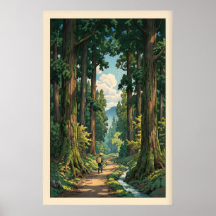 Seriöser Waldweg-Wandkunst Gewundener Pfad, Hoch Poster