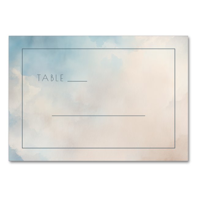 Seriöses blaues Wasserfarben-Tischschild Tischnummer (Vorderseite)