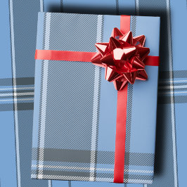 Seriöses Himmelblau und Schiefer-Winter-Tartan-Kar Geschenkpapier
