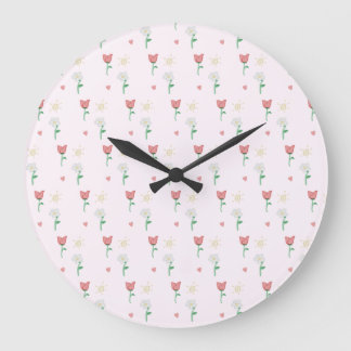 Seriosität| Niedlich rosa Blume Muster Wall Clock Große Wanduhr