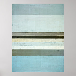 'Serious' Blue and Gray Abstrakt Art Poster Print