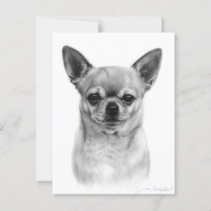 Serious Chihuahua Hand Painted Dog Artwork Postkarte