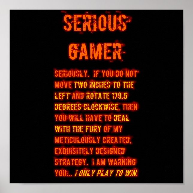 Serious Gamer - Orange Poster (Vorne)