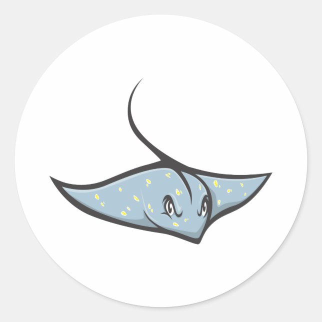 Serious Stingray Fish Runder Aufkleber (Vorderseite)