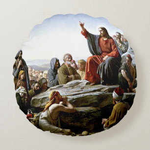 Sermon auf dem Berg - Carl Bloch, schöne Kunst, Rundes Kissen