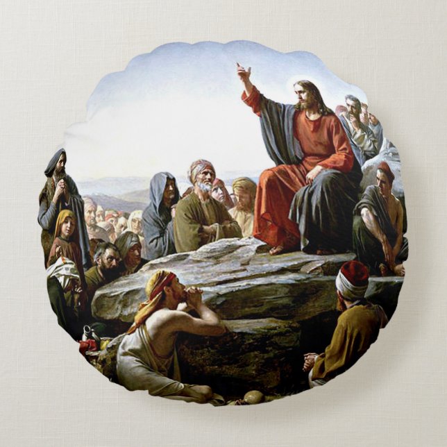 Sermon auf dem Berg - Carl Bloch, schöne Kunst, Rundes Kissen (Vorderseite)