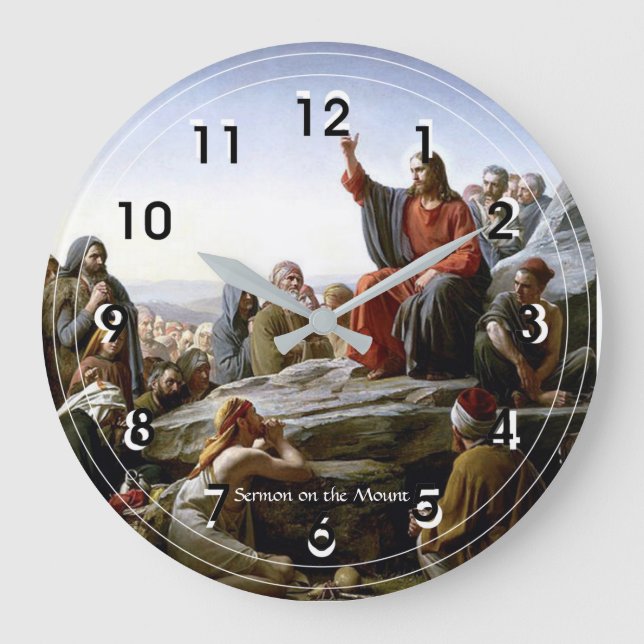 Sermon auf dem Berg, Christliches Kunstmalerei Große Wanduhr (Vorderseite)