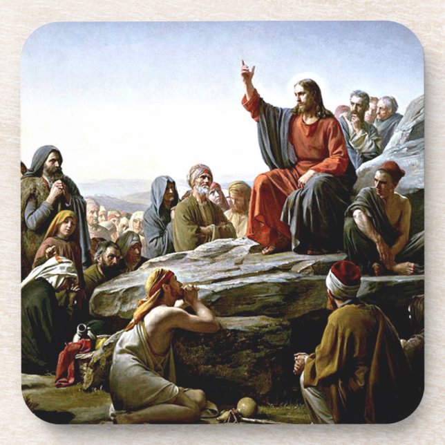 Sermon auf dem Berg - Gemälde von Carl Bloch Getränkeuntersetzer (Vorderseite)