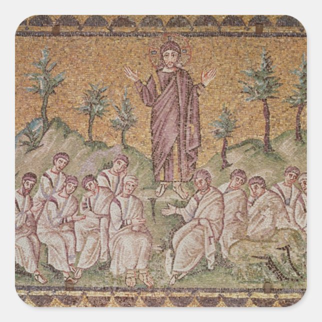 Sermon auf dem Berg Quadratischer Aufkleber (Vorderseite)