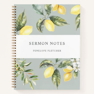 Sermon Notes Watercolor Lemons Olives Notizbuch