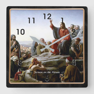 Sermon on the Mount, fine art painting Quadratische Wanduhr