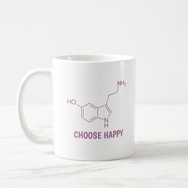 Serotonin Molecule Choose Happy Kaffeetasse (Links)