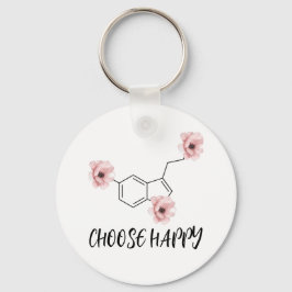 Serotonin Molecule Rosa Blume wählen Glück Schlüsselanhänger