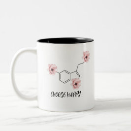 Serotonin Molecule Rosa Blume wählen Glück Zweifarbige Tasse