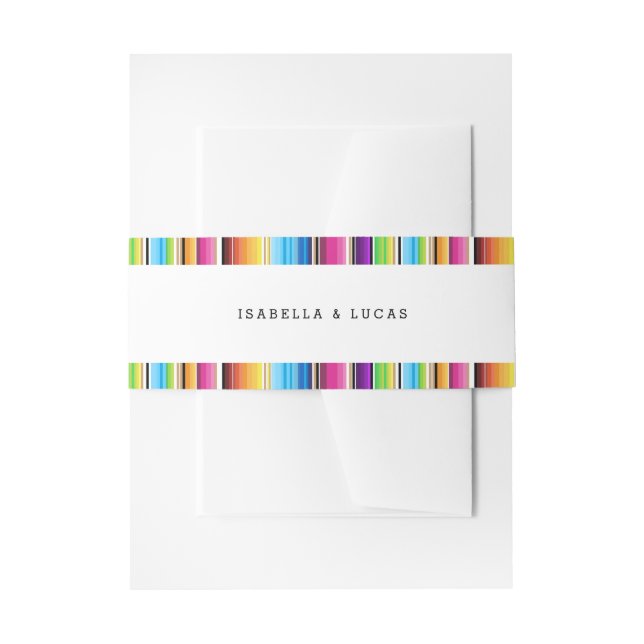 Serpae Spring Stripes Wedding Einladungsbanderole (Vorderseite Beispiel)