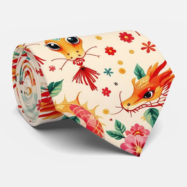 Serpent Dreams Chiness neues Jahr Krawatte (Gerollt)