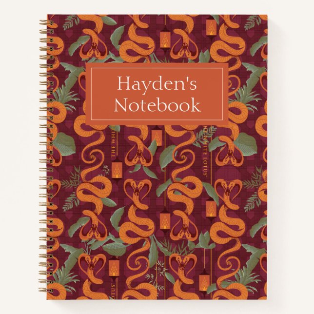 Serpent Luxe Muster - Der weiße Lotus Notizbuch (Vorderseite)