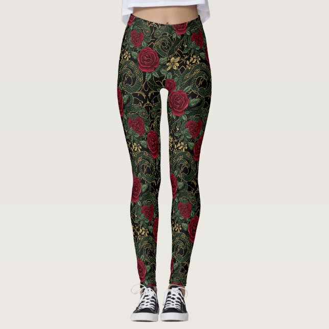 Serpent Rose Print Leggings (Vorderseite)