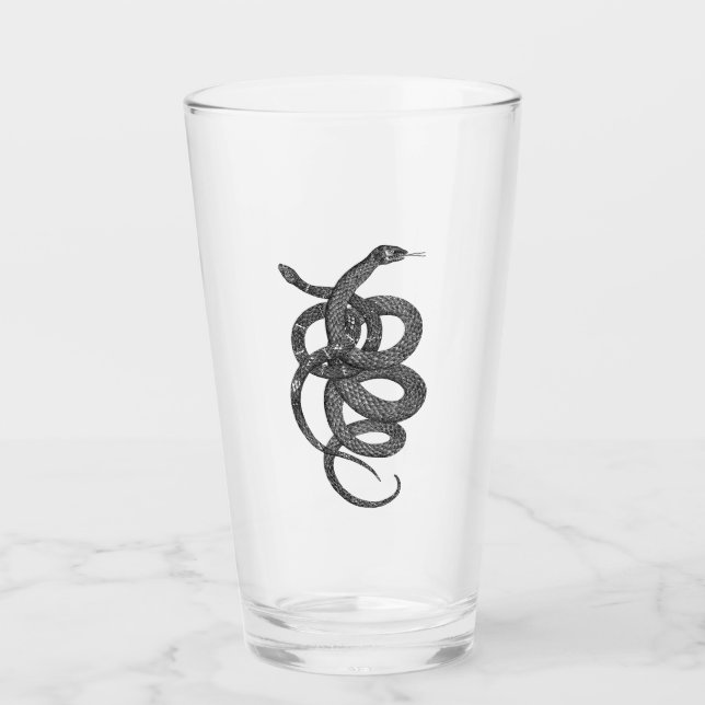 "Serpentes" schlicht gespitztes B&W Pint Glas (Vorderseite)