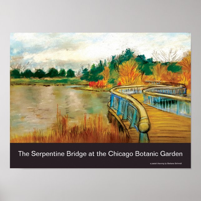 Serpentine Bridge im Chicago Botanic Garden Poster (Vorne)
