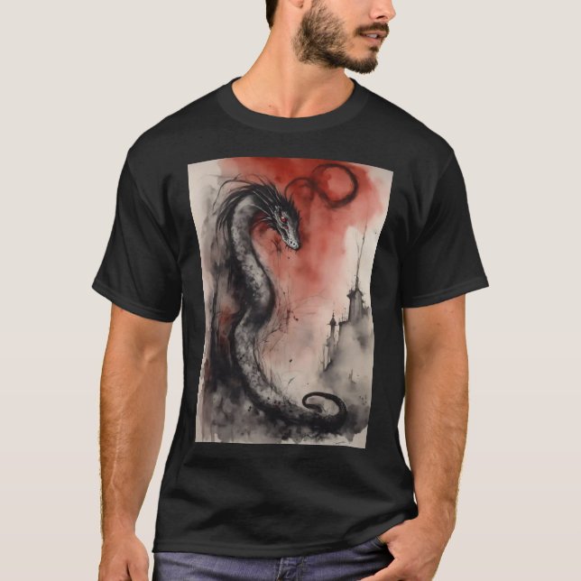 "Serpentine Majestät: Entfesseln Sie den Drachen" T-Shirt (Vorderseite)