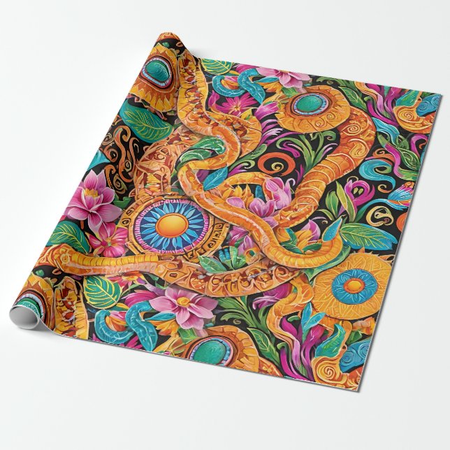 Serpentine Mayan Mexican Sun Dance Geschenkpapier (Ungerollt)