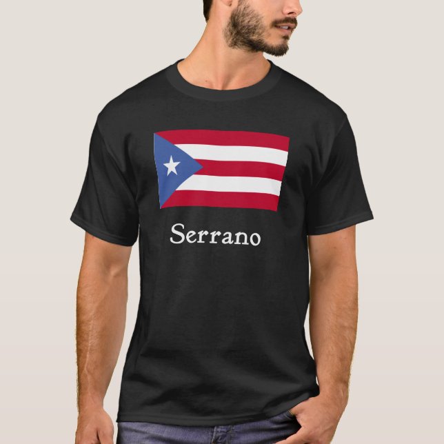 Serrano Puertorikaner-Flagge T-Shirt (Vorderseite)