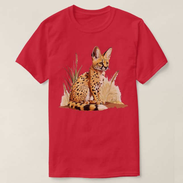 Serval African Wildcat Grass Serval Cat Wilde Katz T-Shirt (Design vorne)