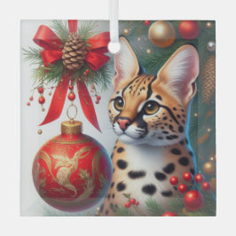 Serval Cat Glass Ornament Aus Glas