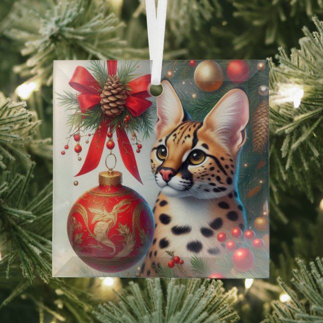 Serval Cat Glass Ornament Aus Glas (Insitu)