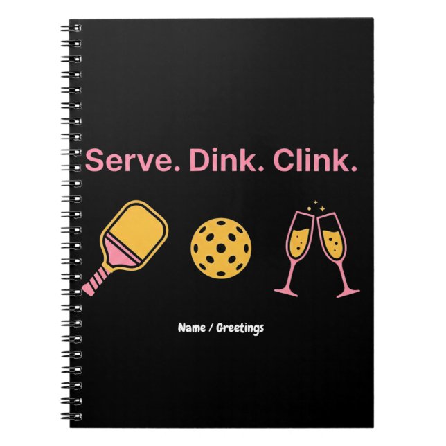 Serve Dink Clink Funny Pickleball Wine Social Club Notizblock (Vorderseite)