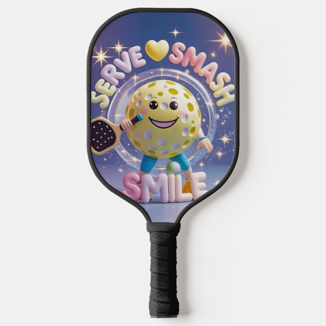 Serve. Schmettern. Lächle. - Niedlich Kawaii Pickl Pickleball Schläger (Vorderseite)