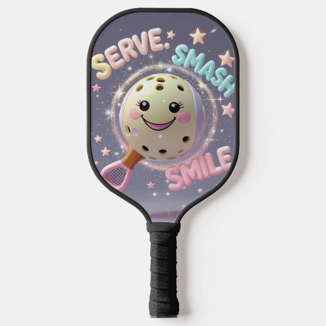 Serve. Schmettern. Lächle. - Niedlich Kawaii Pickl Pickleball Schläger (Vorderseite)