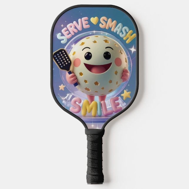 Serve. Schmettern. Lächle. - Niedlich Kawaii Pickl Pickleball Schläger (Vorderseite)