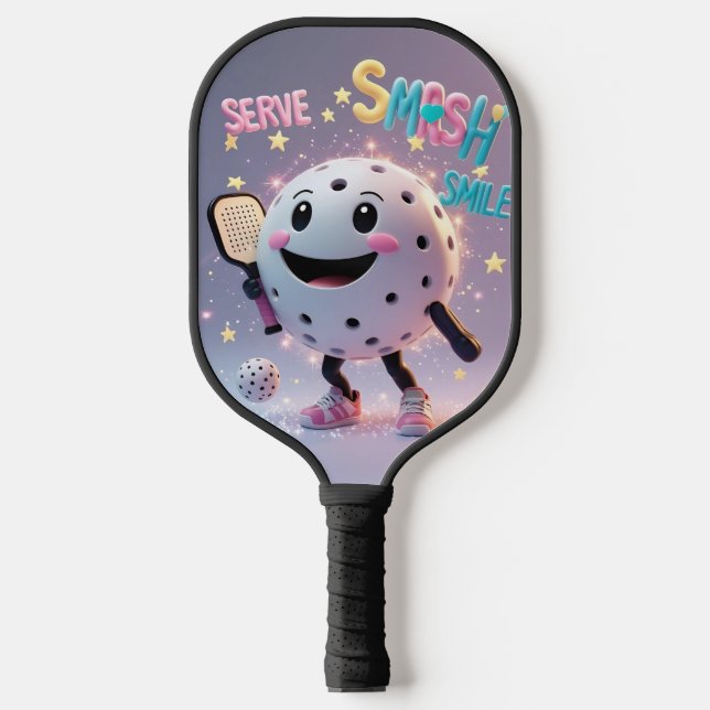 Serve. Schmettern. Lächle. - Niedlich Kawaii Pickl Pickleball Schläger (Vorderseite)