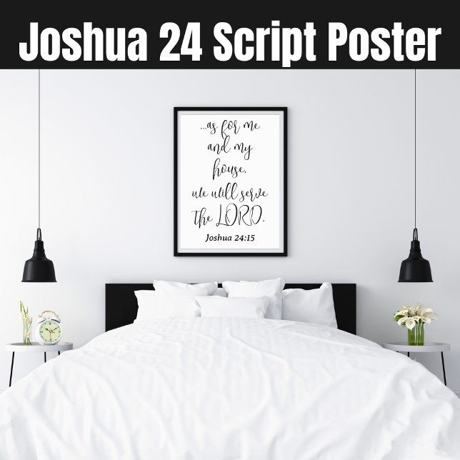 Serve the Lord KJV Bible Verse Joshua 24 Script Poster (Joshua 24 Script Poster)