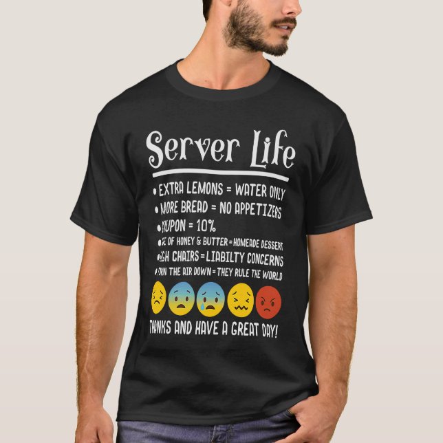 Server Life Waitress Barkeeper T-Shirt (Vorderseite)