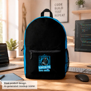 Serverloser lustiger Affe-Entwicklerhumor Bedruckter Rucksack
