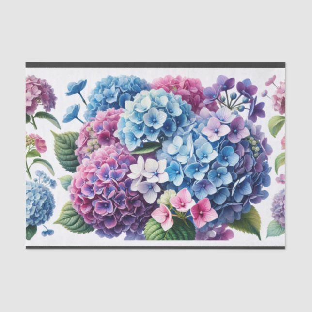 servetten, decoupage, hydrangeas, crea seidenpapier (Vorderseite)