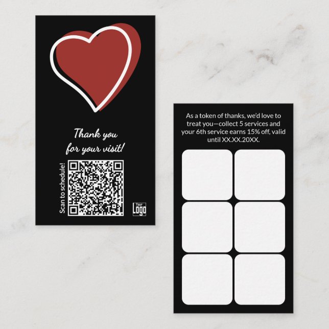 Service Business Valentine's Day QR Thank You Treuekarte (Vorne/Hinten)