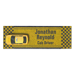 Service Cab Driver Business Yellow Taxame Tag Namenschild